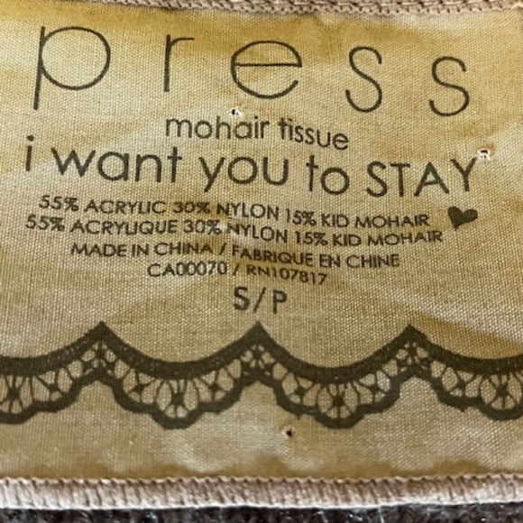 Women's - Press "I Want You to Stay" Beige & White Cross Sweater - Small - Picture 3 of 16